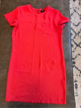 Short Sleeve Red Chiffon Dress